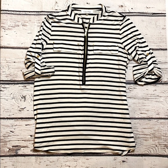 Calvin Klein Tops - Calvin Klein Striped Top, sz small, black & white